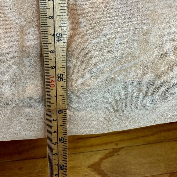 Vintage 70s Chiffon Dress Split Sleeve Maxi Capelet Peach Floral Split Sleeve - Picture 13 of 16